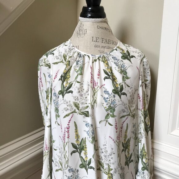 NWT Charlotte Brody Double Ruffle Blouse Top Shirt Womens Large White Floral NEW - Picture 5 of 12